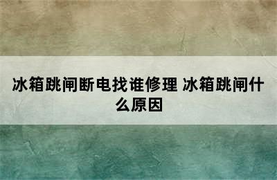 冰箱跳闸断电找谁修理 冰箱跳闸什么原因